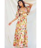 1930's Flutter Sleeve Floral Maxi Dress - Unique Vintage - 