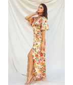 1930's Flutter Sleeve Floral Maxi Dress - Unique Vintage - 