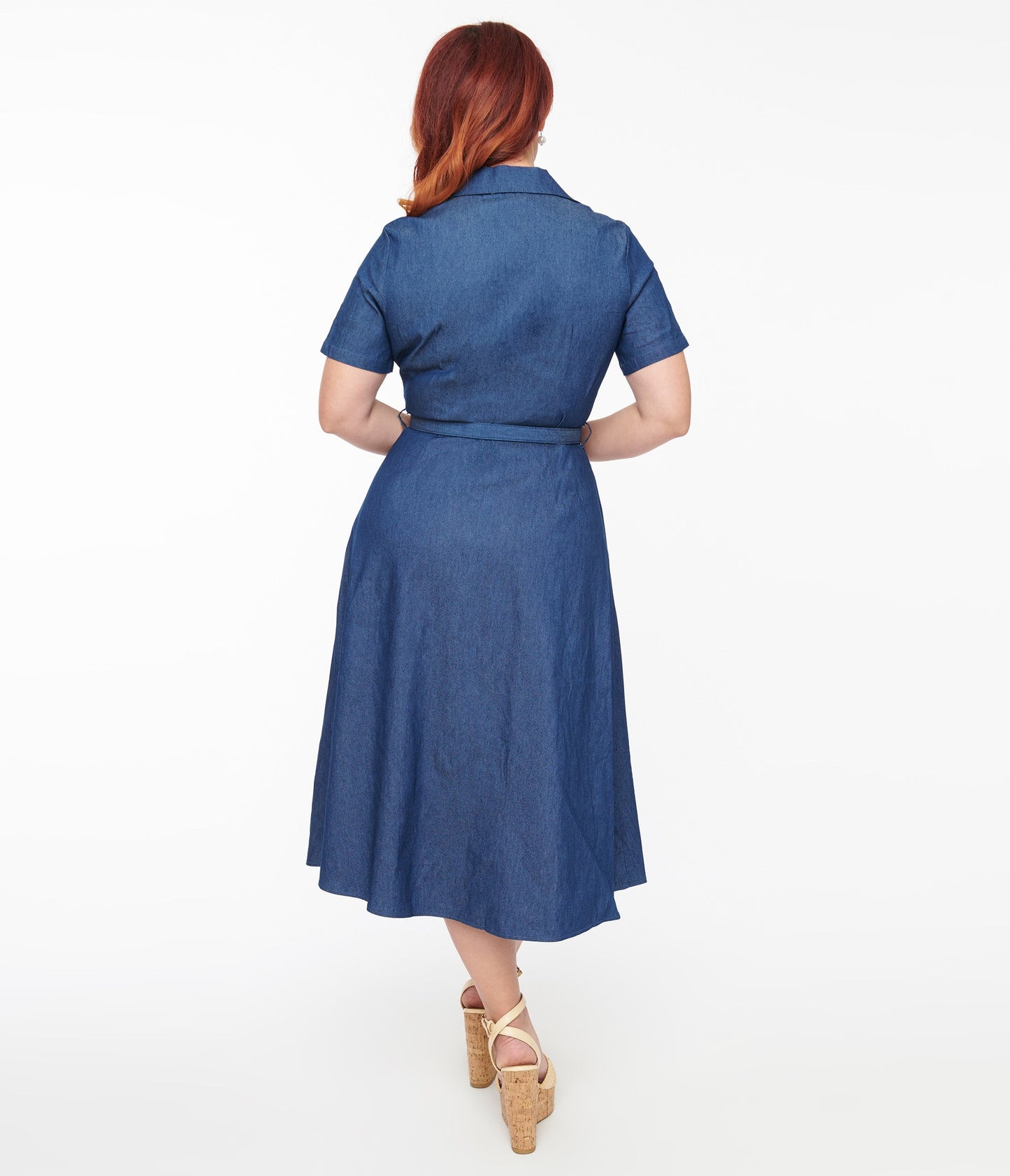 1940s Denim Midi Dress - Unique Vintage - Womens, DRESSES, FIT AND FLARE
