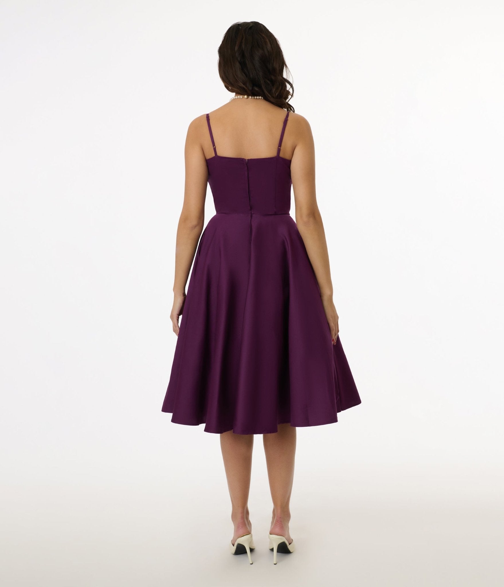 1950s Aubergine Peggy Swing Dress - Unique Vintage - Womens, DRESSES, SWING