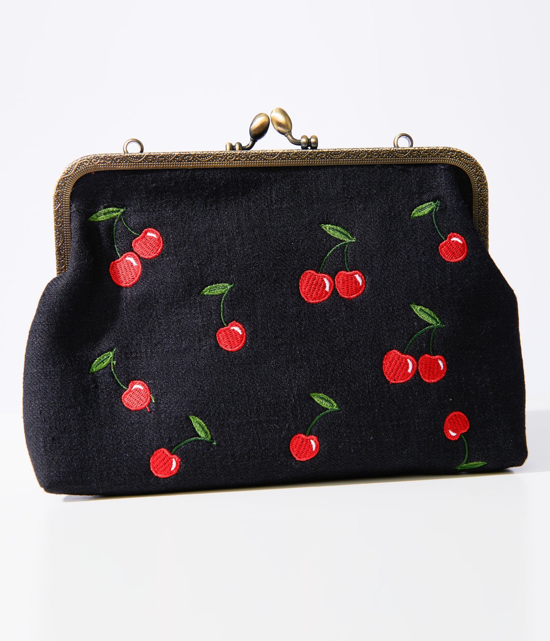 1950s Black Cherry Handbag - Unique Vintage - Womens, ACCESSORIES, HANDBAGS
