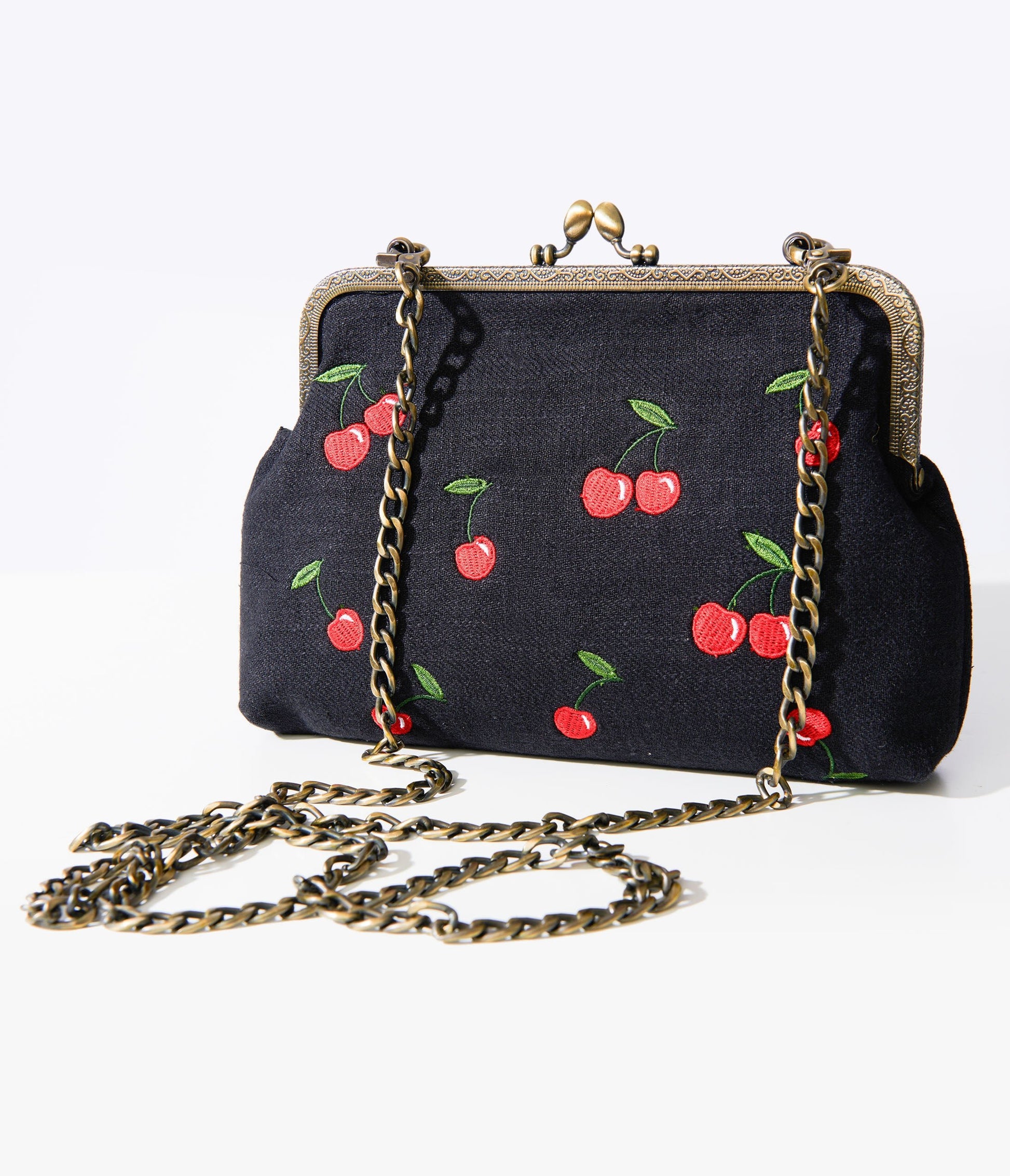 1950s Black Cherry Handbag - Unique Vintage - Womens, ACCESSORIES, HANDBAGS