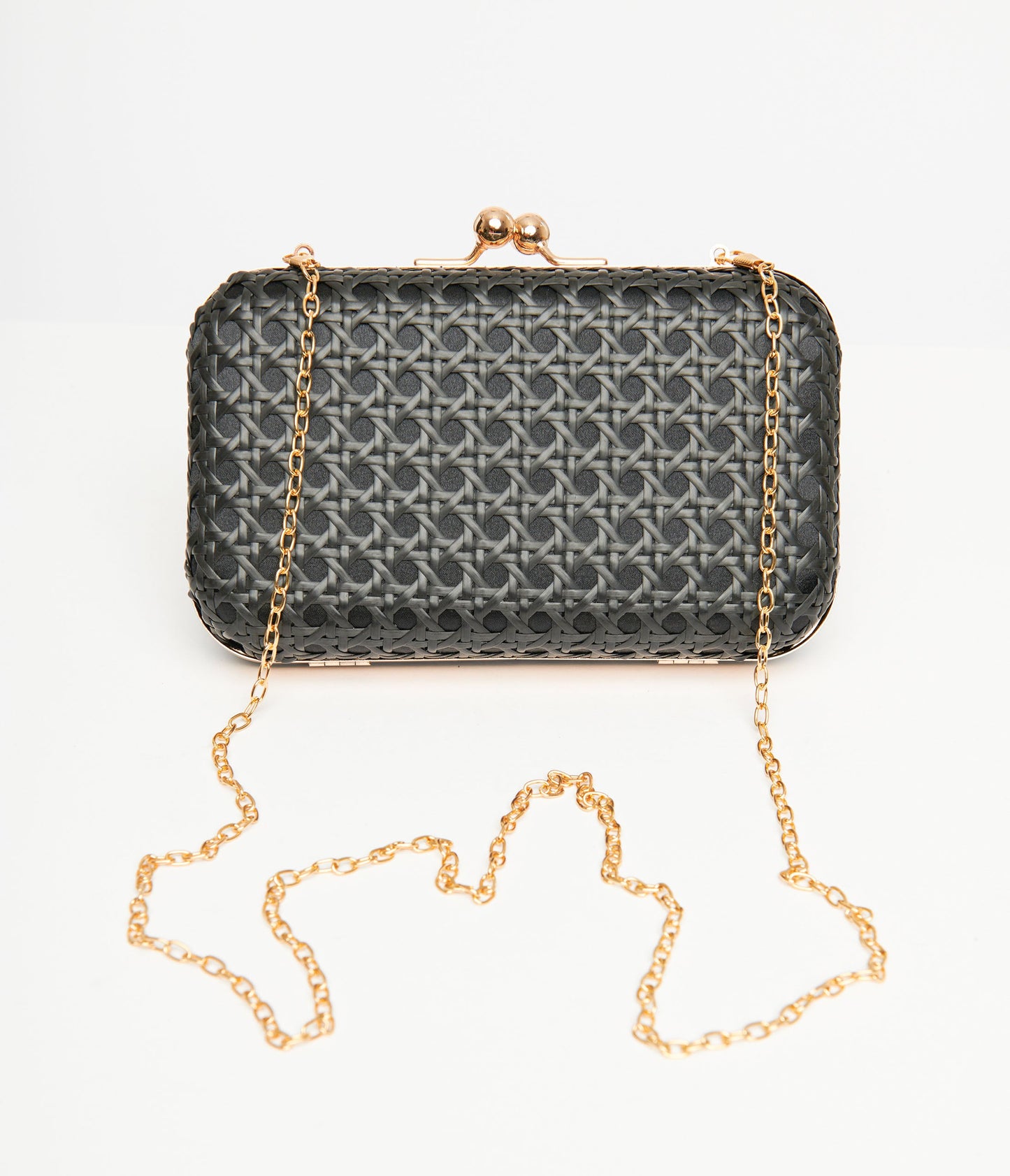 1950s Black Woven Clutch Handbag - Unique Vintage - Womens, ACCESSORIES, HANDBAGS