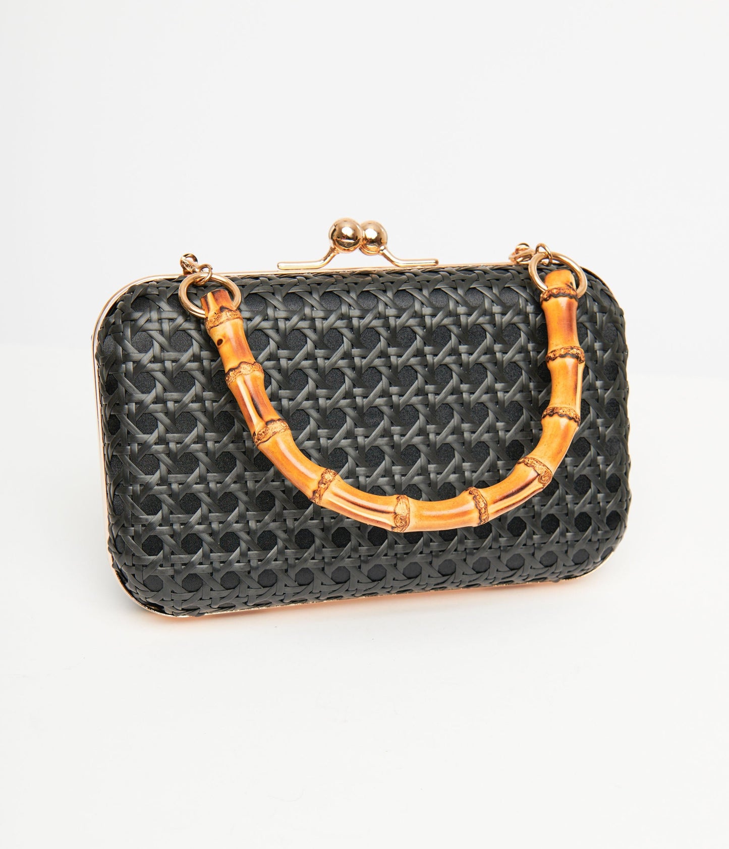 1950s Black Woven Clutch Handbag - Unique Vintage - Womens, ACCESSORIES, HANDBAGS