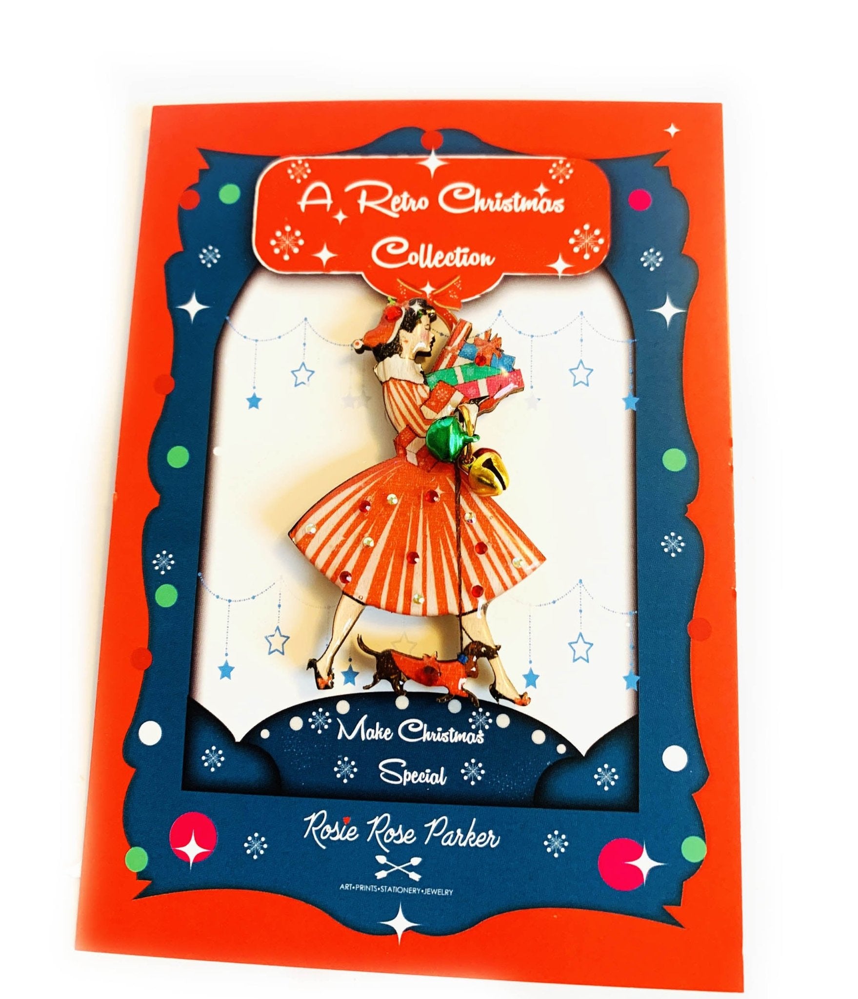 1950s Christmas Shopping Brooch - Unique Vintage - Womens, ACCESSORIES, JEWELRY