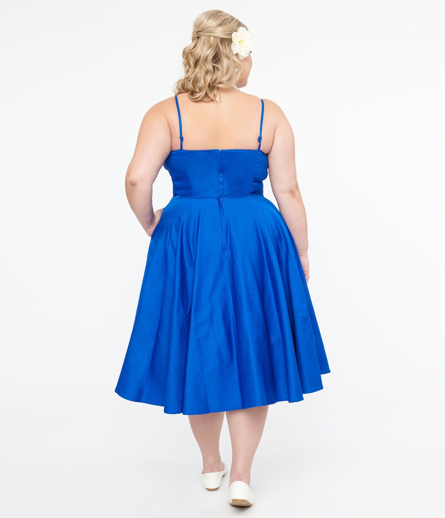 1950s Cobalt Blue Cotton Swing Dress - Unique Vintage - Womens, DRESSES, SWING