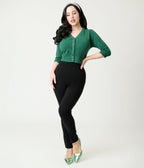 1950s Forest Green Cardigan - Unique Vintage - Womens, TOPS, SWEATERS