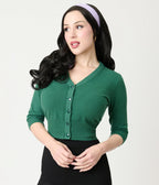 1950s Forest Green Cardigan - Unique Vintage - Womens, TOPS, SWEATERS