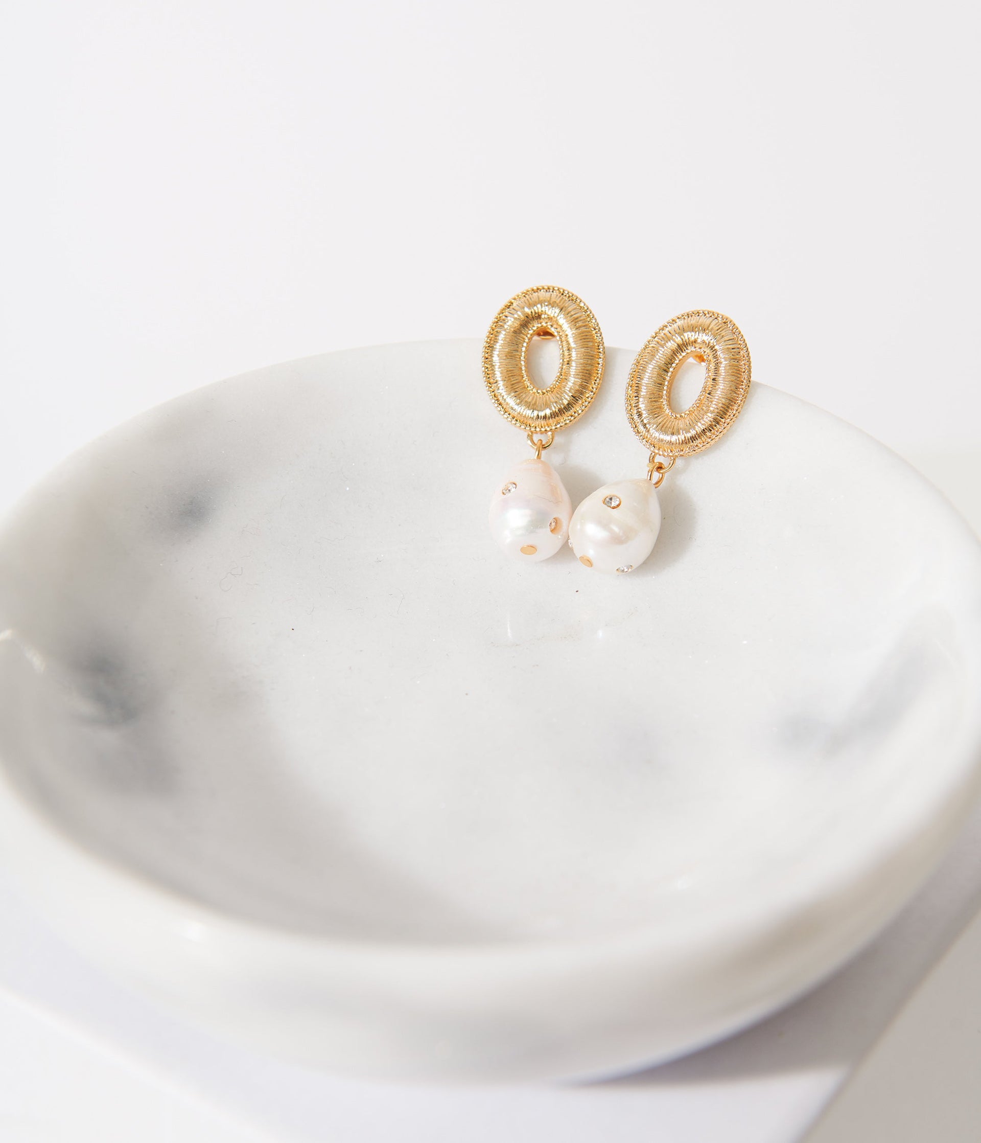 1950s Gold Baroque Pearl Earrings - Unique Vintage - Womens, ACCESSORIES, JEWELRY