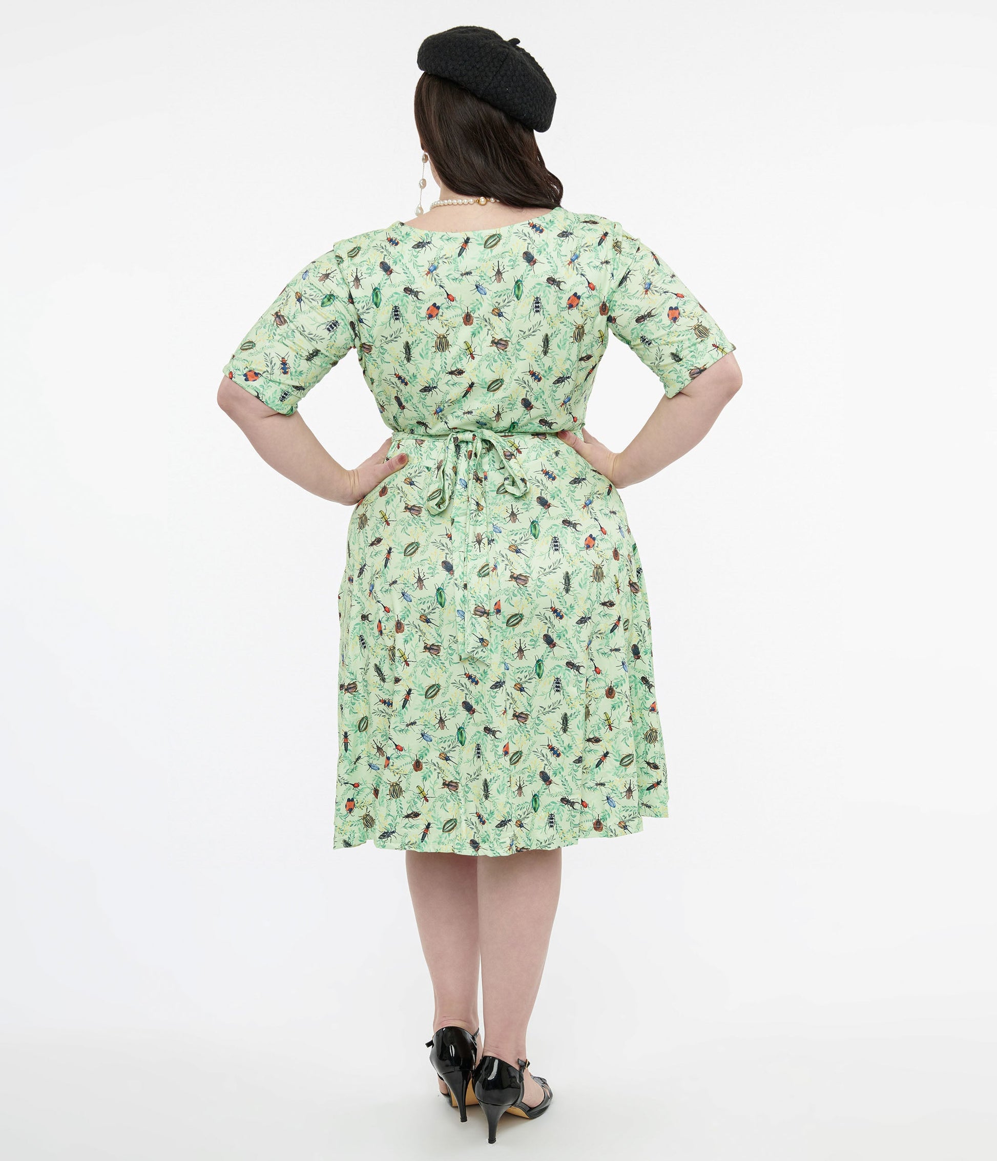 1950s Mint Green Nothing But Bugs Print Matilda Wrap Dress - Unique Vintage - Womens, DRESSES, SWING