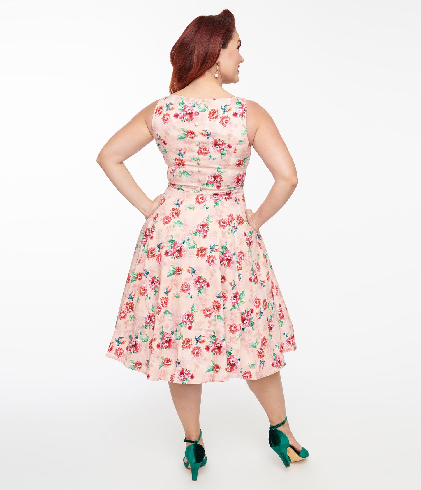 1950s Pink Floral Leah Swing Dress - Unique Vintage - Womens, DRESSES, SWING