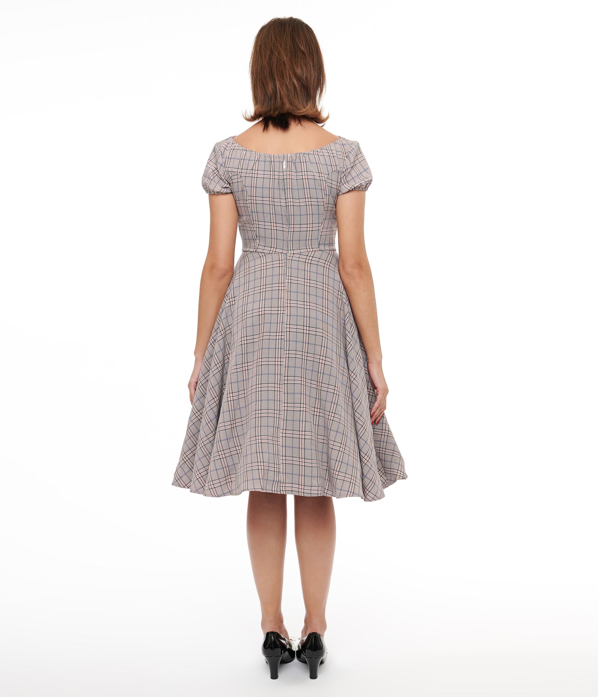 1950s Pink Plaid Fit & Flare Dress - Unique Vintage - Womens, DRESSES, FIT AND FLARE