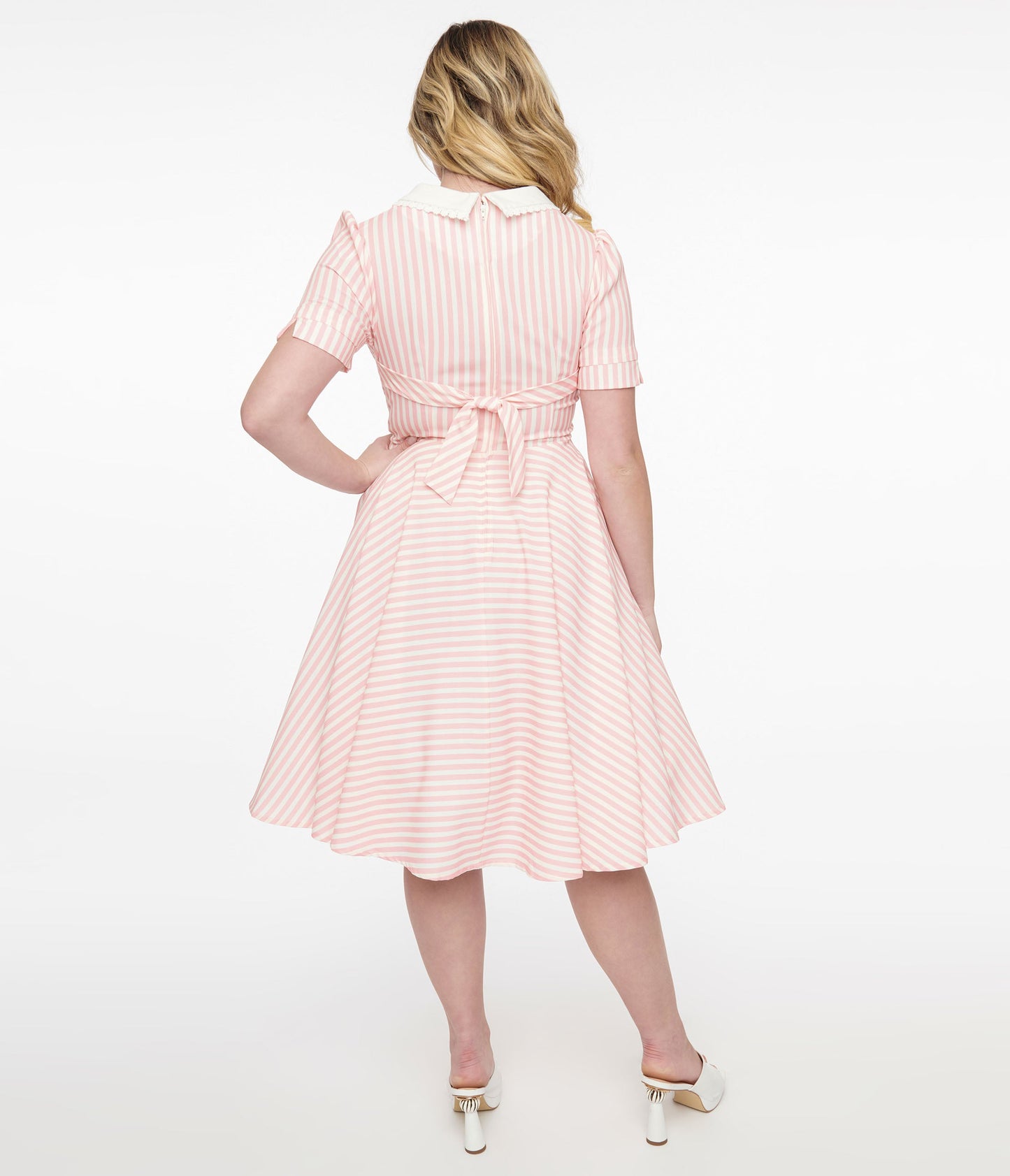 1950s Pink & White Striped Brielle Swing Dress - Unique Vintage - Womens, DRESSES, SWING