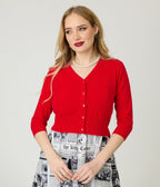 1950s Red Cardigan - Unique Vintage - Womens, TOPS, SWEATERS