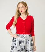1950s Red Cardigan - Unique Vintage - Womens, TOPS, SWEATERS
