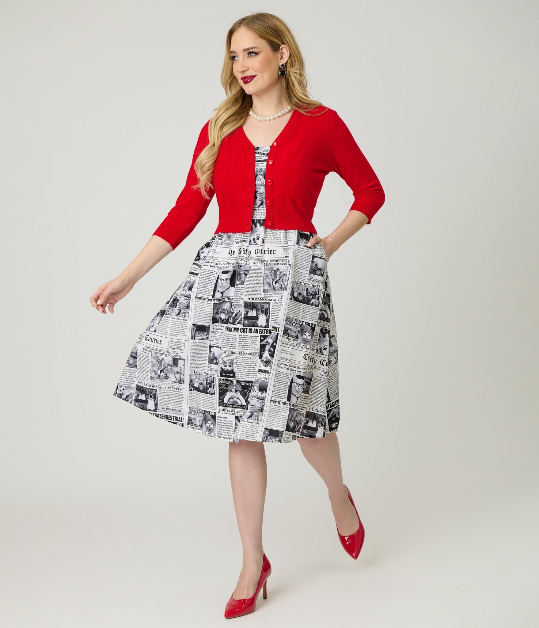 1950s Red Cardigan - Unique Vintage - Womens, TOPS, SWEATERS