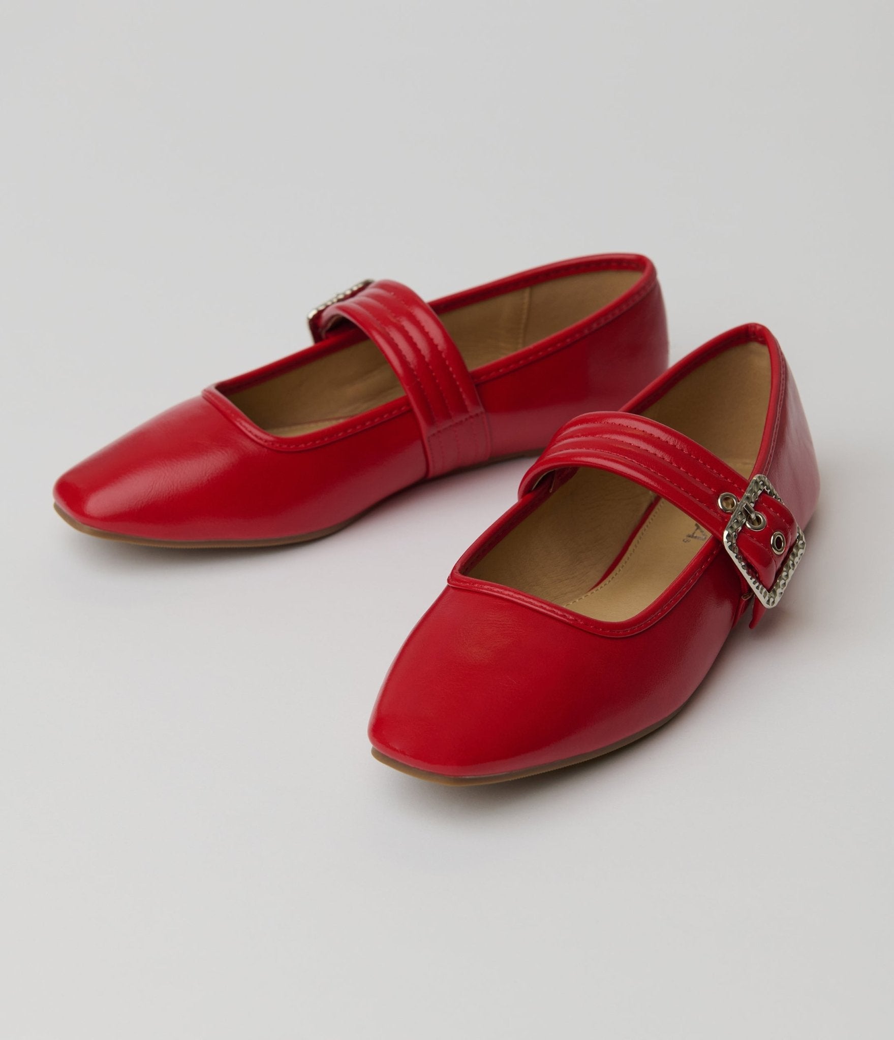 1950s Red Leatherette Mary Jane Flats - Unique Vintage - Womens, SHOES, FLATS