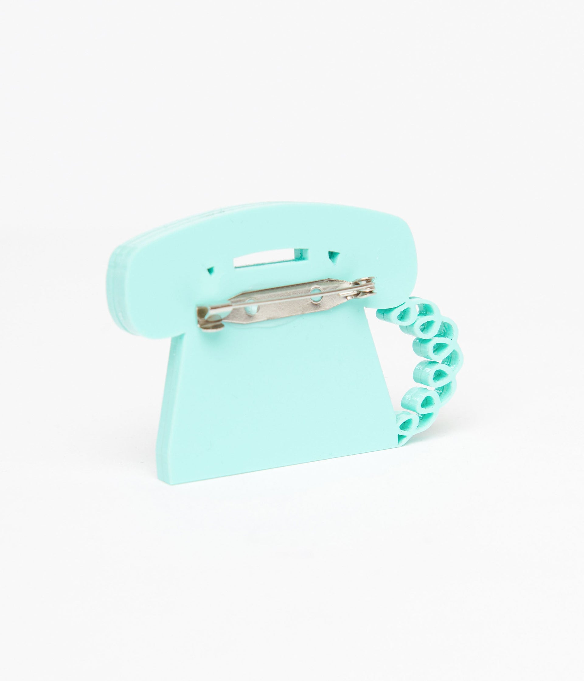 1950s Retro Mint Blue Telephone Brooch - Unique Vintage - Womens, ACCESSORIES, JEWELRY