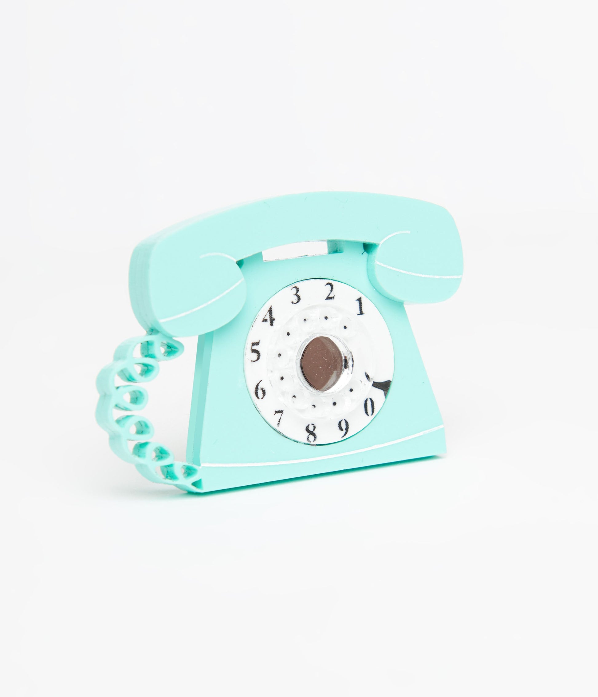 1950s Retro Mint Blue Telephone Brooch - Unique Vintage - Womens, ACCESSORIES, JEWELRY
