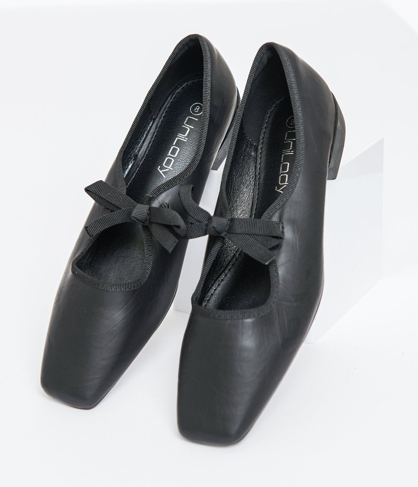 1960s Black Leatherette Bow Strap Flats - Unique Vintage - Womens, SHOES, FLATS