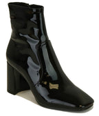 1960s Black Patent Leatherette Ankle Boots - Unique Vintage - Womens, SHOES, BOOTS