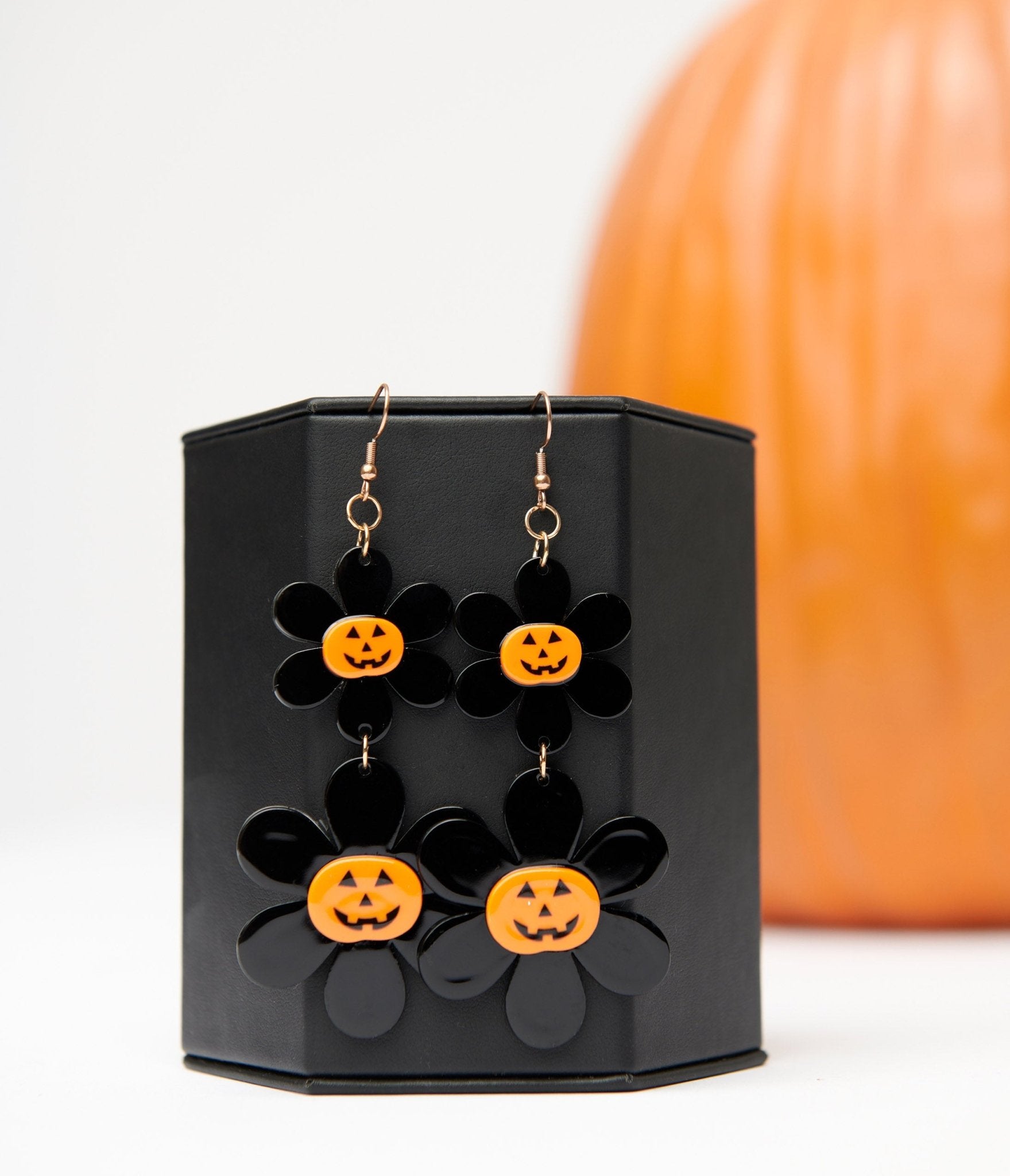 1960s Groovy Jack O Lantern Flower Power Earrings - Unique Vintage - Womens, ACCESSORIES, JEWELRY