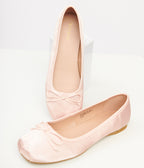 1960s Light Pink Satin Ballet Flats - Unique Vintage - Womens, SHOES, FLATS
