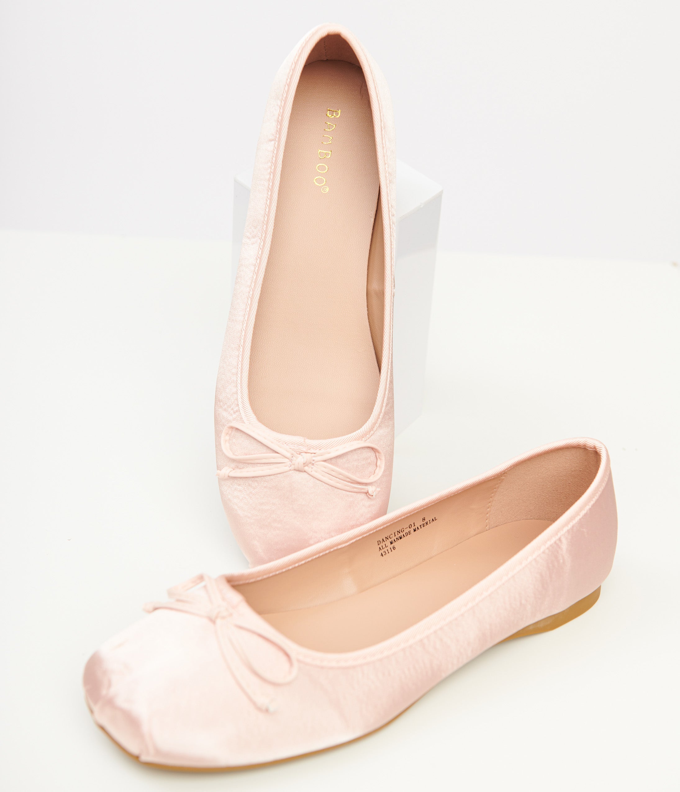 1960s Light Pink Satin Ballet Flats - Unique Vintage - Womens, SHOES, FLATS