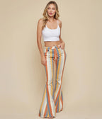 1970s Multicolor Earth Striped Bell Bottom Jeans - Unique Vintage - Womens, BOTTOMS, JEANS