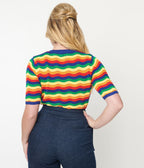 1970s Rainbow Wave Striped Sweater - Unique Vintage - Womens, TOPS, SWEATERS