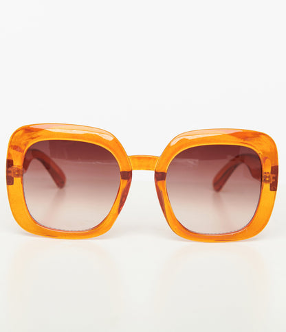 1970s Rust Orange Square Sunglasses - Unique Vintage - Womens, ACCESSORIES, SUNGLASSES