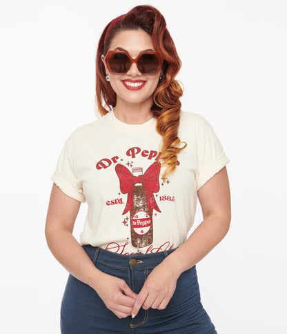 1970s Vintage Style Dr Pepper Social Club Fitted Graphic Tee - Unique Vintage - Womens, GRAPHIC TEES, TEES