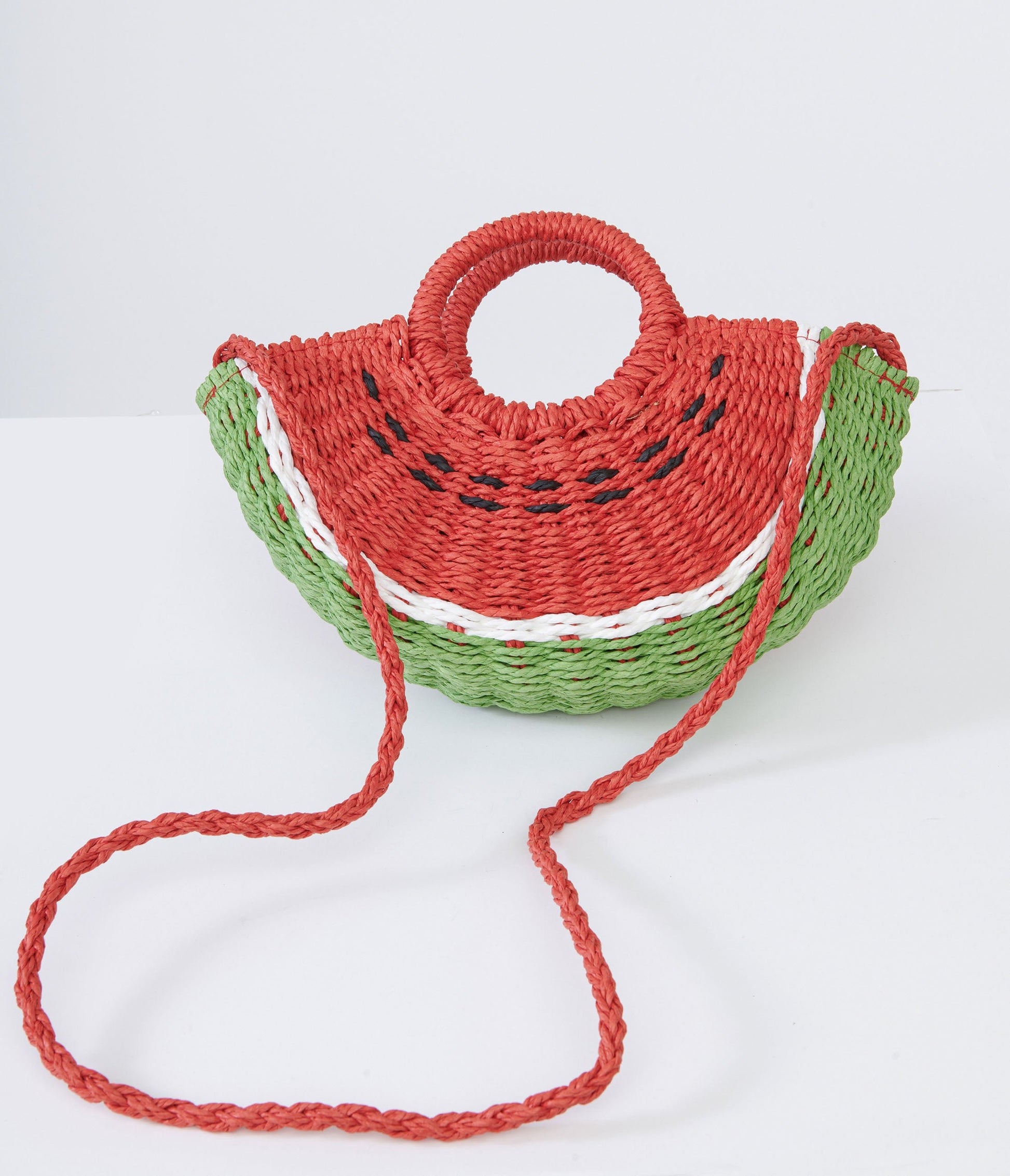 1970s Watermelon Rattan Handbag - Unique Vintage - Womens, ACCESSORIES, HANDBAGS