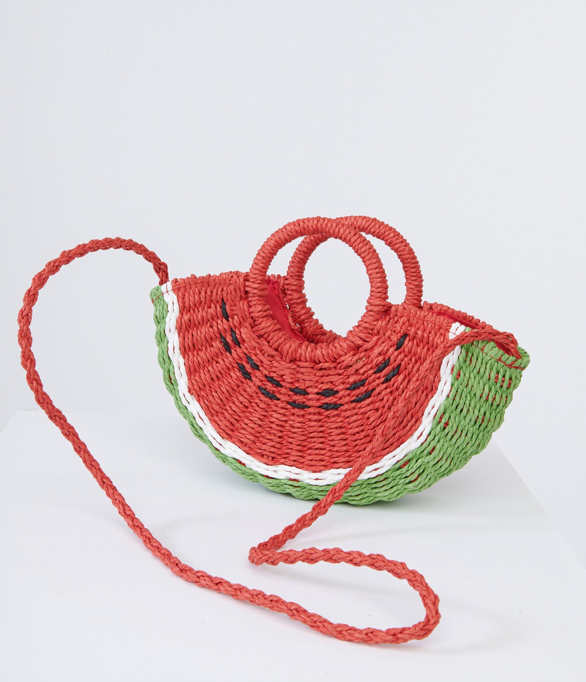 1970s Watermelon Rattan Handbag - Unique Vintage - Womens, ACCESSORIES, HANDBAGS