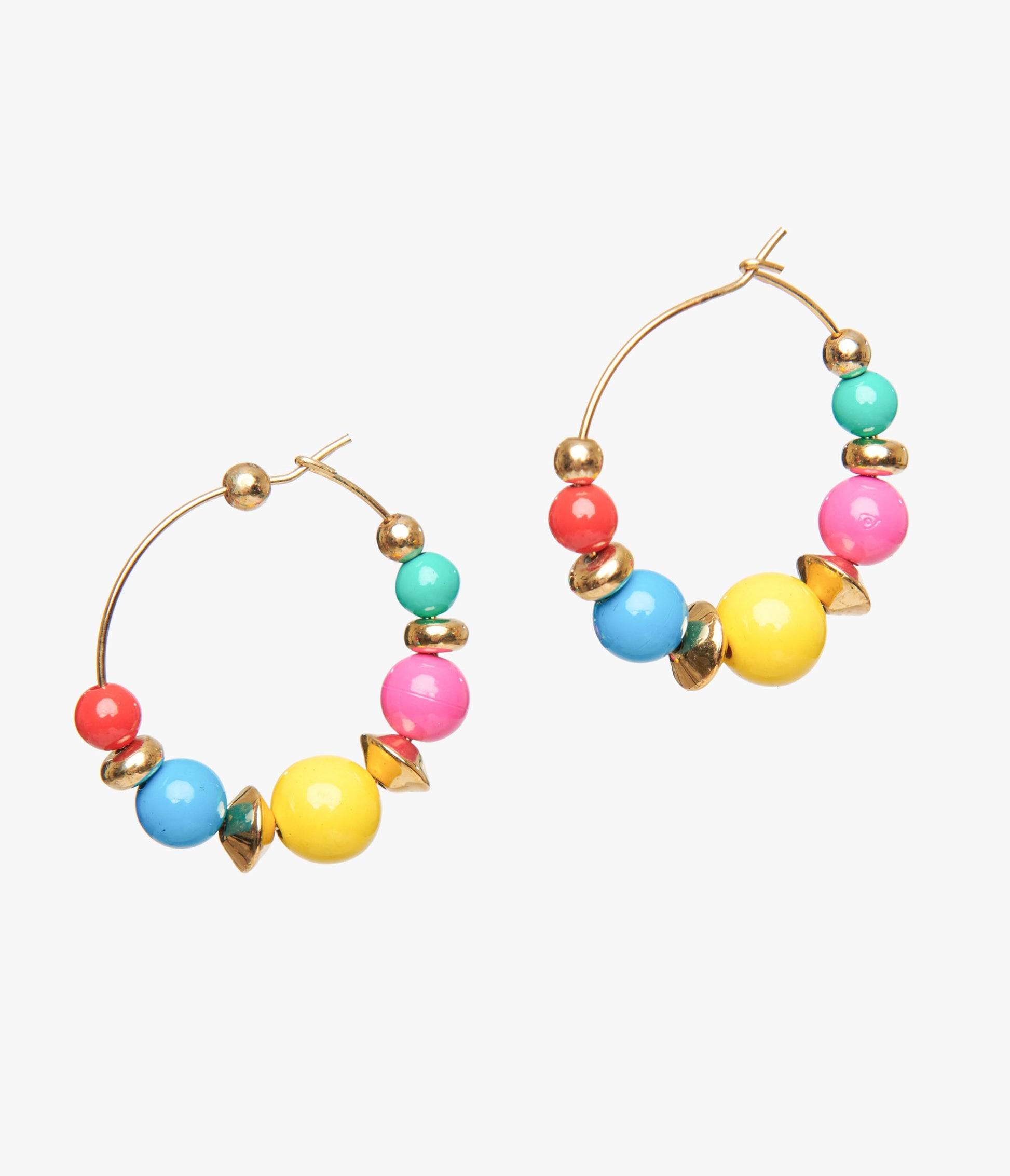 1980s Rainbow Bead Hoop Earrings - Unique Vintage - Womens, ACCESSORIES, JEWELRY