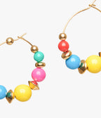 1980s Rainbow Bead Hoop Earrings - Unique Vintage - Womens, ACCESSORIES, JEWELRY