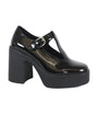 1990s Black Patent Leatherette T-Strap Platforms