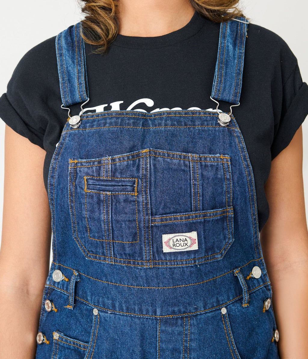 1990s Retro Utility Dark Denim Overalls - Unique Vintage - Womens, BOTTOMS, ROMPERS AND JUMPSUITS
