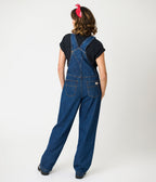 1990s Retro Utility Dark Denim Overalls - Unique Vintage - Womens, BOTTOMS, ROMPERS AND JUMPSUITS