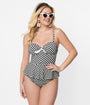 Unique Vintage Black & White Gingham Daphne Swim Bottoms