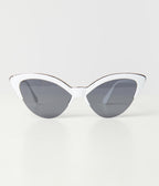 Unique Vintage White & Silver Half Rim Cat Eye Sunglasses - Unique Vintage - Womens, ACCESSORIES, SUNGLASSES