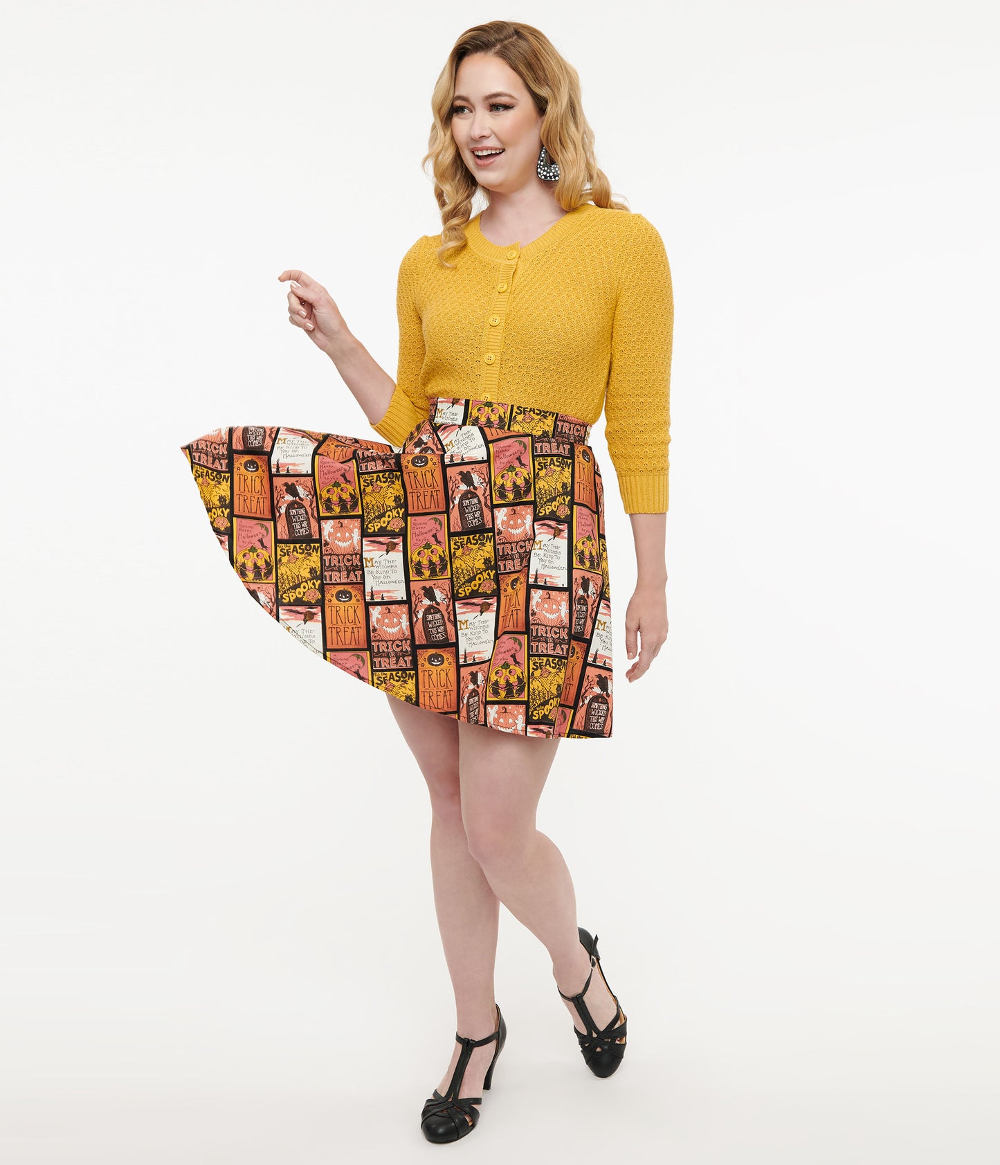 Retrolicious 1950s Trick or Treat Poster Skater Skirt - UNIQUE VINTAGE