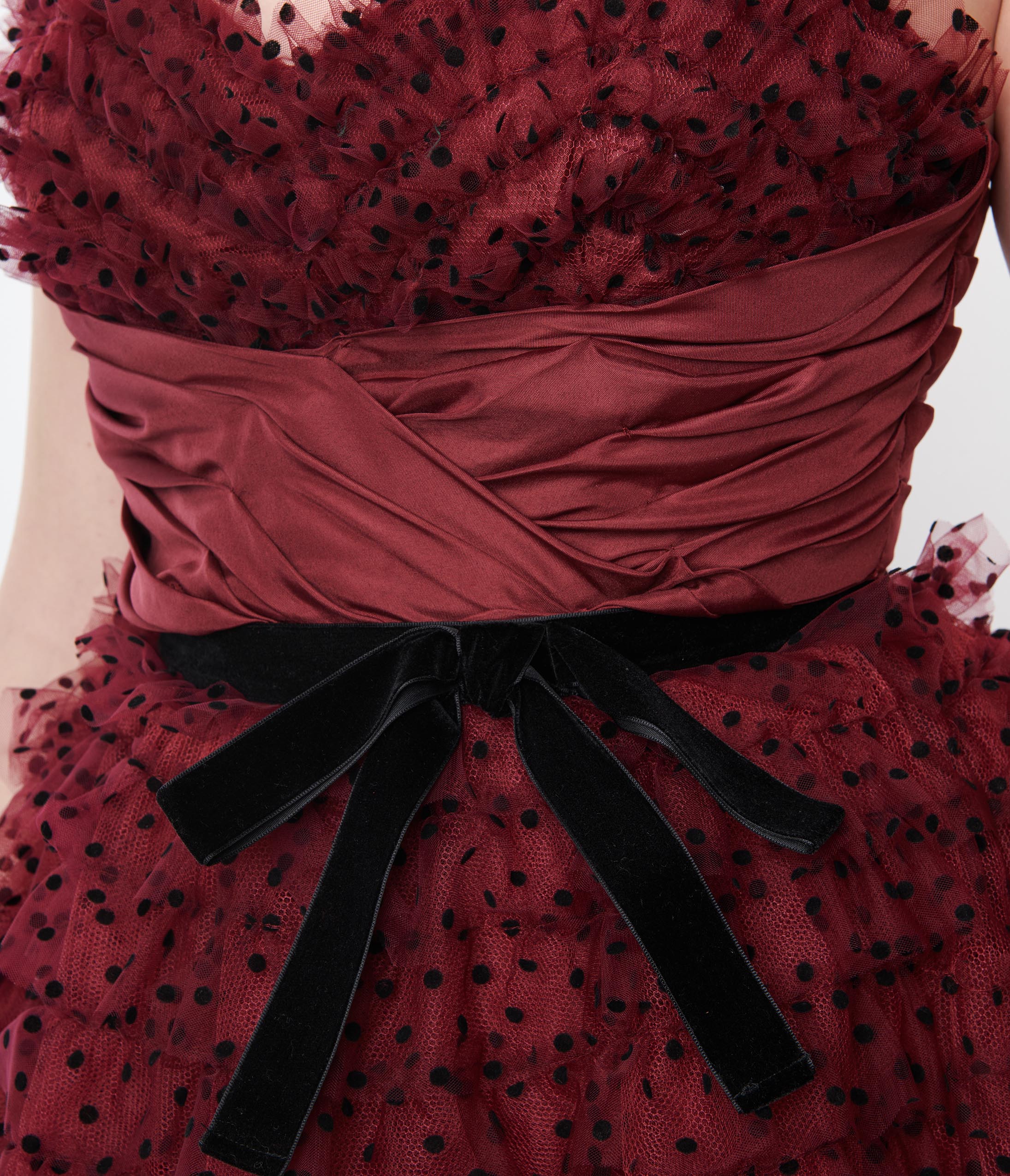 Unique Vintage Burgundy & Black Polka Dot Tulle Cupcake Swing Dress