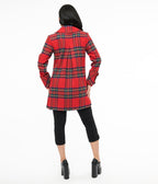 Unique Vintage 1960s Red Plaid Peacoat