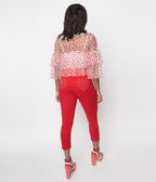 Smak Parlour Red & Polka Dot Heart Pocket Smarty Pants Capri