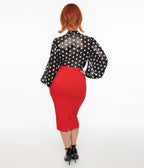 Unique Vintage 1950s Red Sailor High Waist Sierra Pencil Skirt