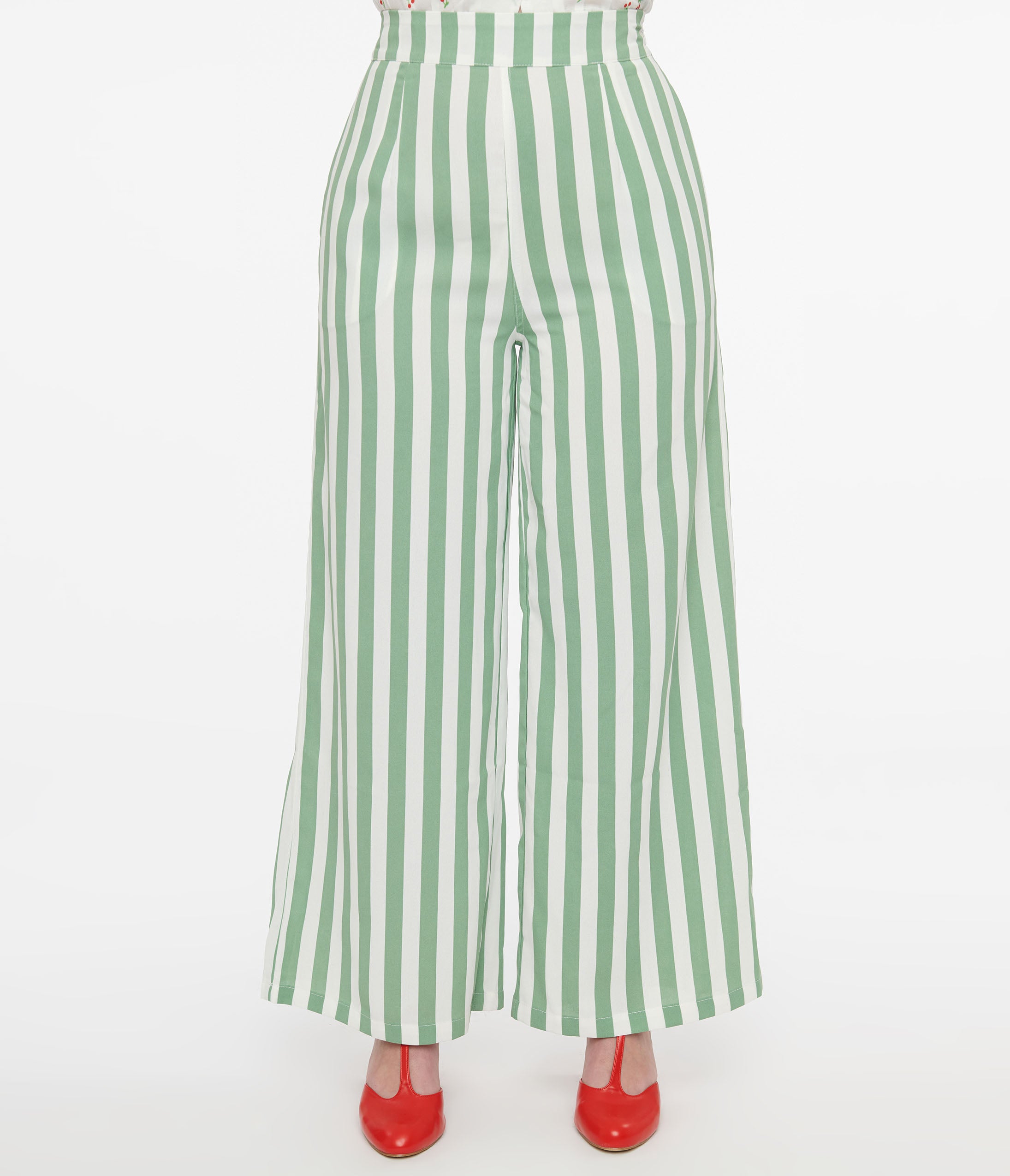 1940s Green & White Stripe Sally Trousers