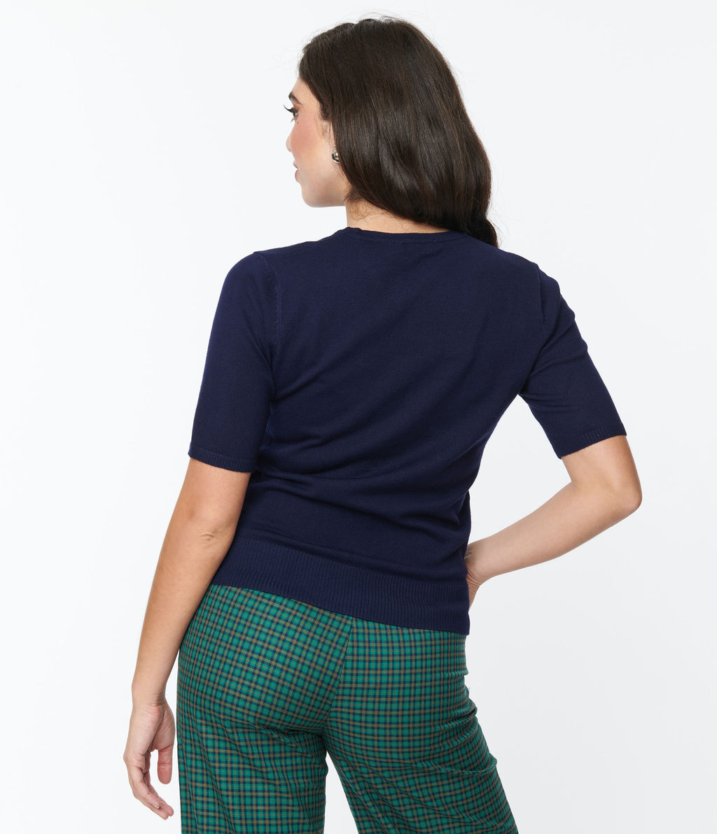 Navy Blue Vintage Christmas Darling Sweater