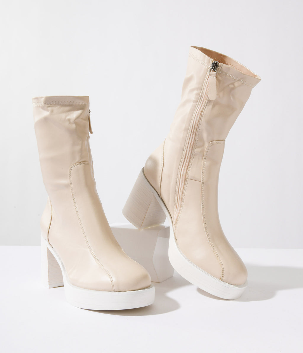1970s Nude Platform Josephine Booties
