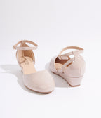 Nude Patent Leatherette Wedges